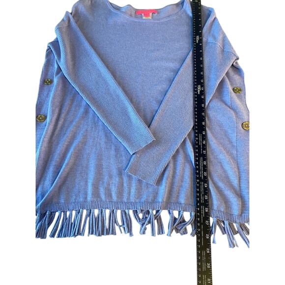 Lilly Pulitzer Sweater Womens Size Small Blue Fringe Cozy Long Sleeve Pullover - Picture 10 of 11